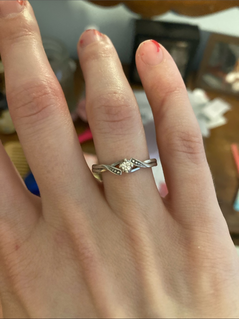Diamond promise ring sterling silver